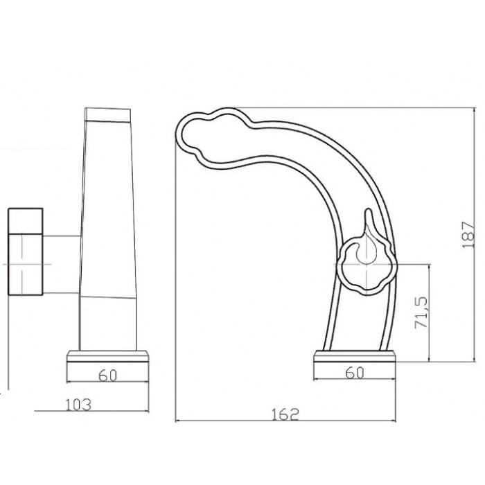 Zorg A 10129 BR смеситель для умывальника Смеситель для кухни Zorg 187 х 162  - Вид №2
