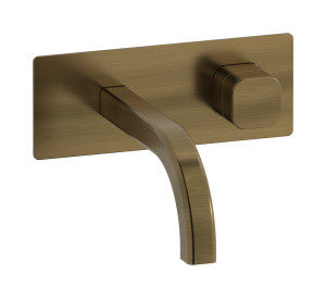 Настенный смеситель для раковины прогрессивный на 2 отверстия в комплекте с донным клапаном. WE ARE IB eo206mb_3 Modern Bronze Elio