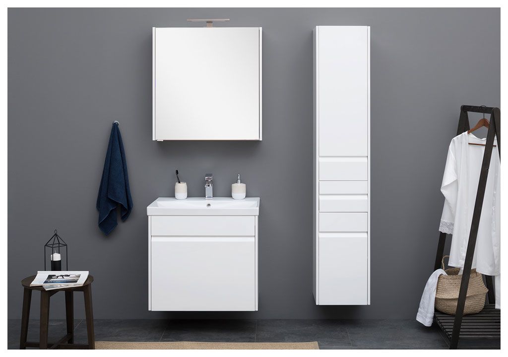 Шкаф-пенал для ванной Aquanet Палермо 35 белый 00203943 - Вид №3