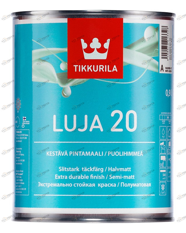 Краска Tikkurila Luja 20 / Тиккурила Луя 20 для влажных помещений полуматовая 0,9л Santreyd 5607