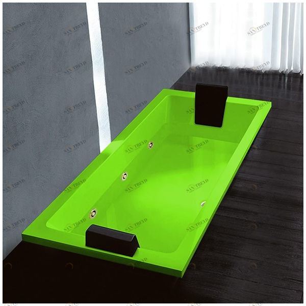 Ванна Gruppo treesse Quadra 180 V078B-DX-SZ салатовая с золотой фурнитурой и гидромассажем  и дезинфекцией прямоугольная встроенная правая STXV078BDXSZ