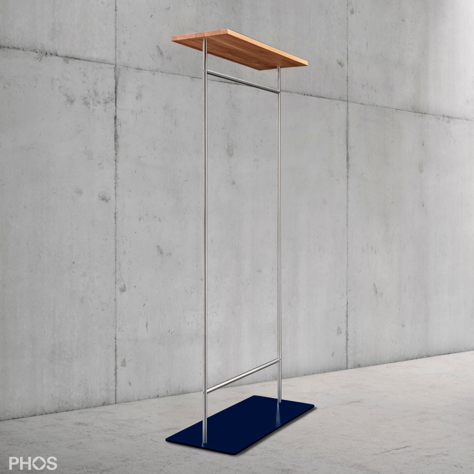 GST2-Eiche-BPB Шкаф твин с гладкой штангой для одежды и полкой из дуба, основание: синее. PHOS  - Вид №2