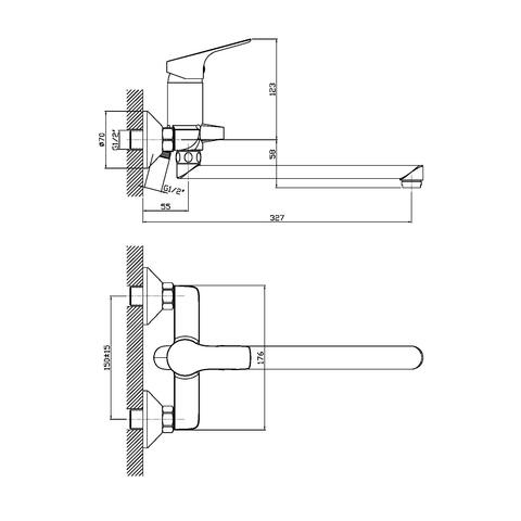 Orange Dia M45-211cr однорычажный смеситель для ванны/душа Хром sun-id-1516920 - Вид №1