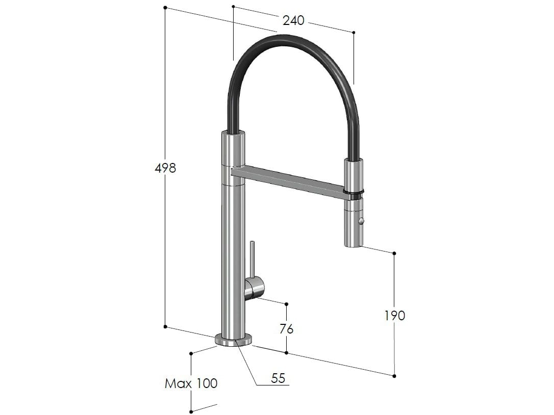 Смеситель для кухни из нержавеющей стали со съемным ручным душем Fontealta Kitchen ARCH-00104421 - Вид №1