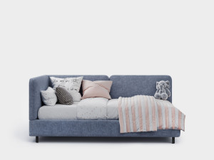 Односпальная кровать с мягким изголовьем