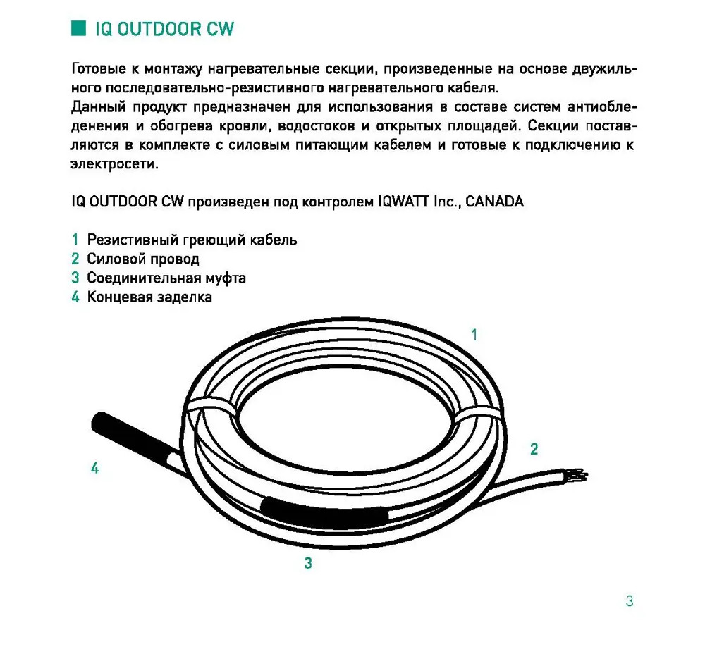 90683431 Греющий кабель для обогрева крыш и водостоков Iqwatt Iq Outdoor CW 50 м 1500 Вт STLM-0336566