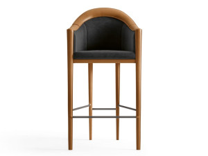 Высокий стул из кожи и ткани