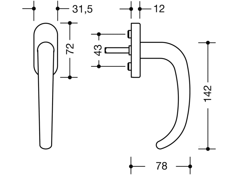 170XAFG.3 оконная ручка HEWI Serie 170 | Edelstahl  - Вид №3