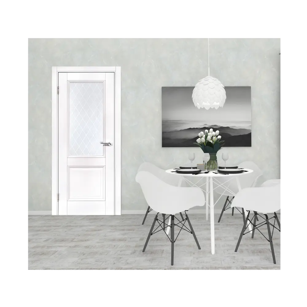 Комплект двери Палермо со стеклом 80x200 см полипропилен цвет аляска без доборов PORTIKA STLM-2121946 - Вид №1