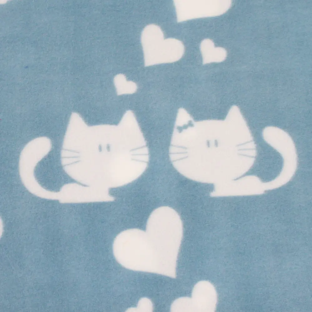 Плед «Коты и сердца» 120x150 см флис цвет голубой BELEZZA STLM-2018360 - Вид №1