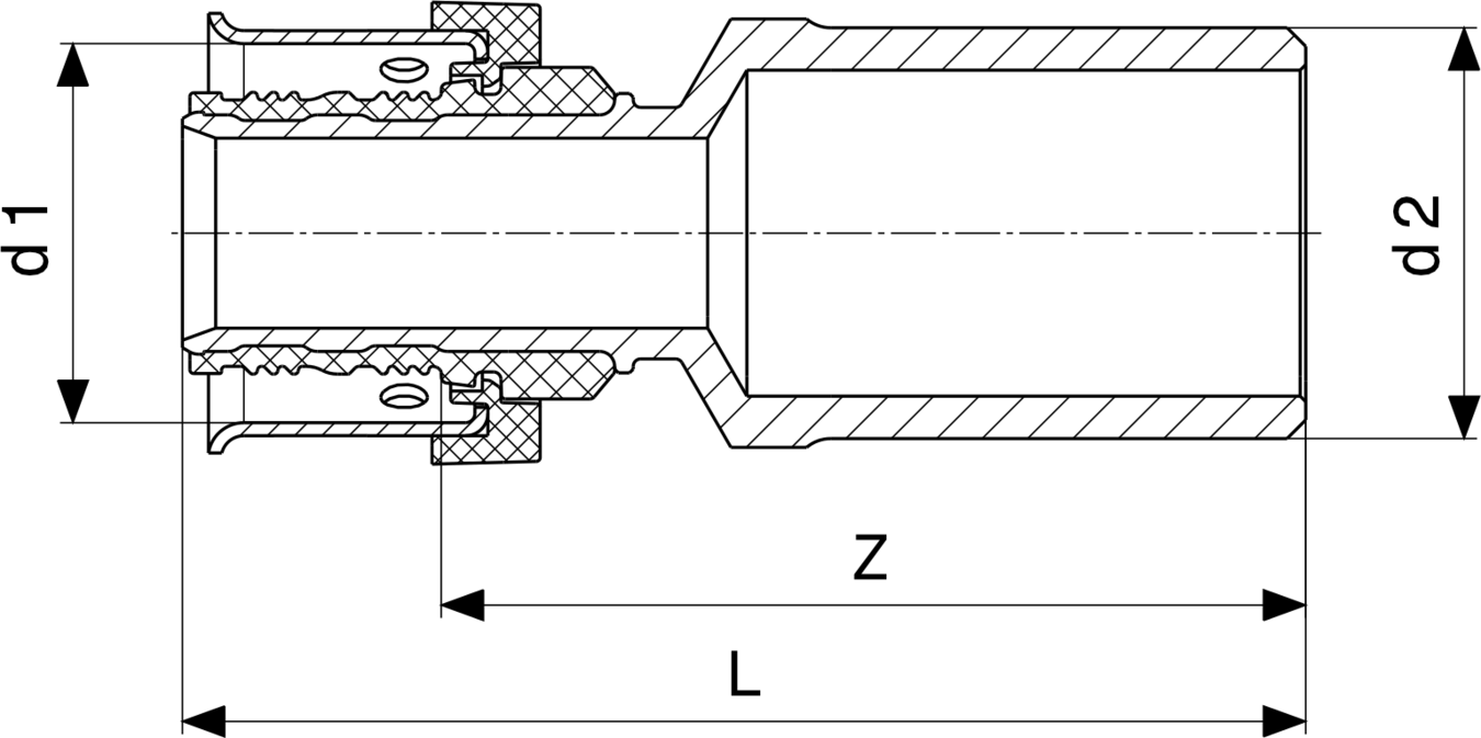 733 438 Модель 6713 Трубопроводные системы  Viega Smartpress  Переходники/​переходные угольники Santreyd  - Вид №3