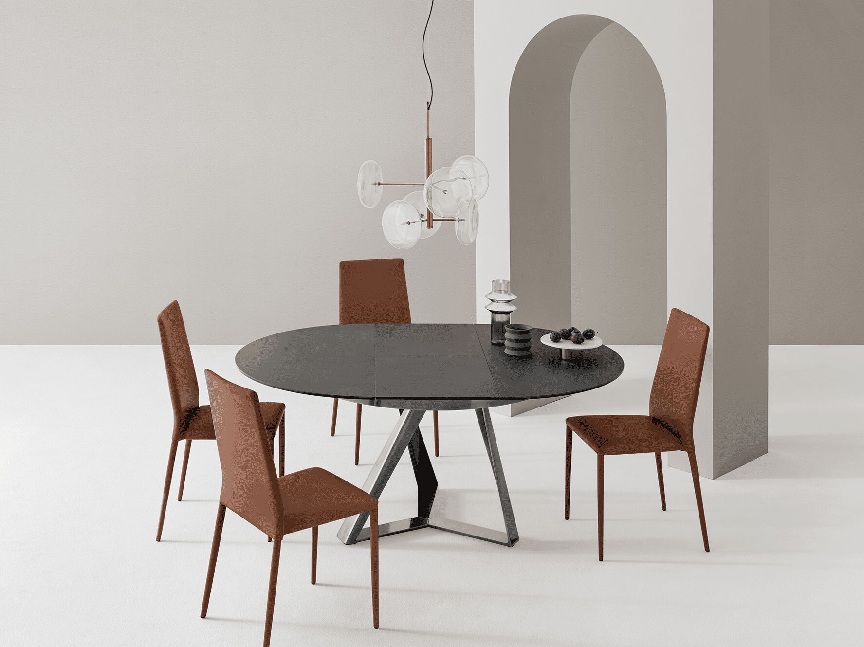 Стальной и Сверхкерамический круглый выдвижной обеденный стол Bontempi Casa Millennium ARCH-00070595 - Вид №3