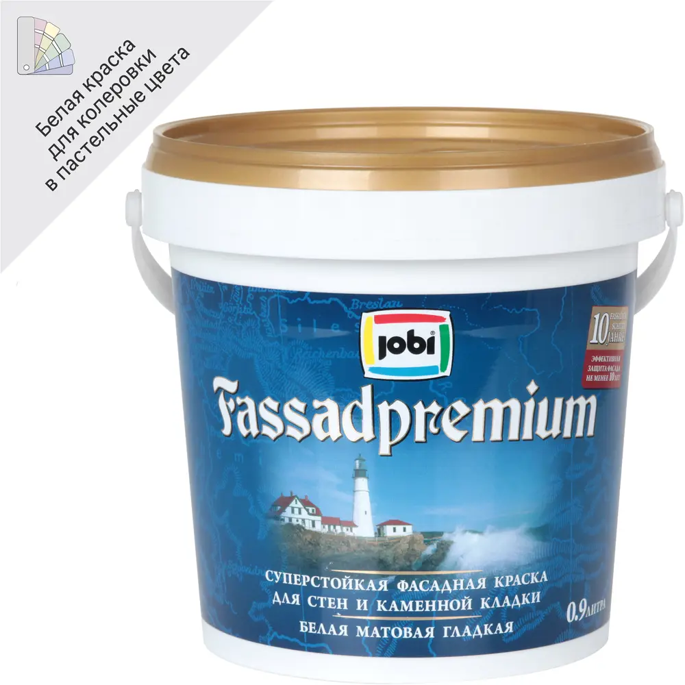 84659550 Краска фасадная Jobi Fassadpremium матовая цвет белый база A 0.9 л STLM-0053412