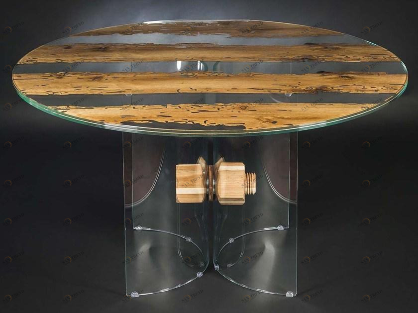 VGnewtrend Круглый стол из дерева и стекла Venezia 7511744.00