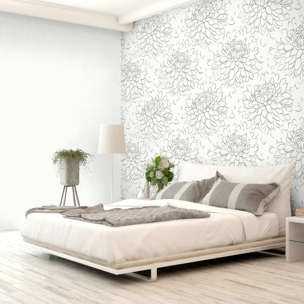 Обои флизелиновые Grandecolife Flower белые 1.06 м GDR142101 STLM-2195407 - Вид №4