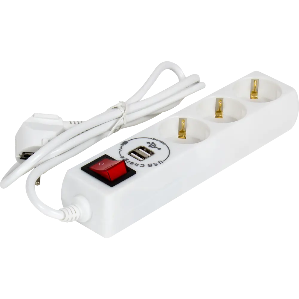 Удлинитель с заземлением Skybeam 3 розетки, 1.5 м, 2 USB STLM-2160169 - Вид №1