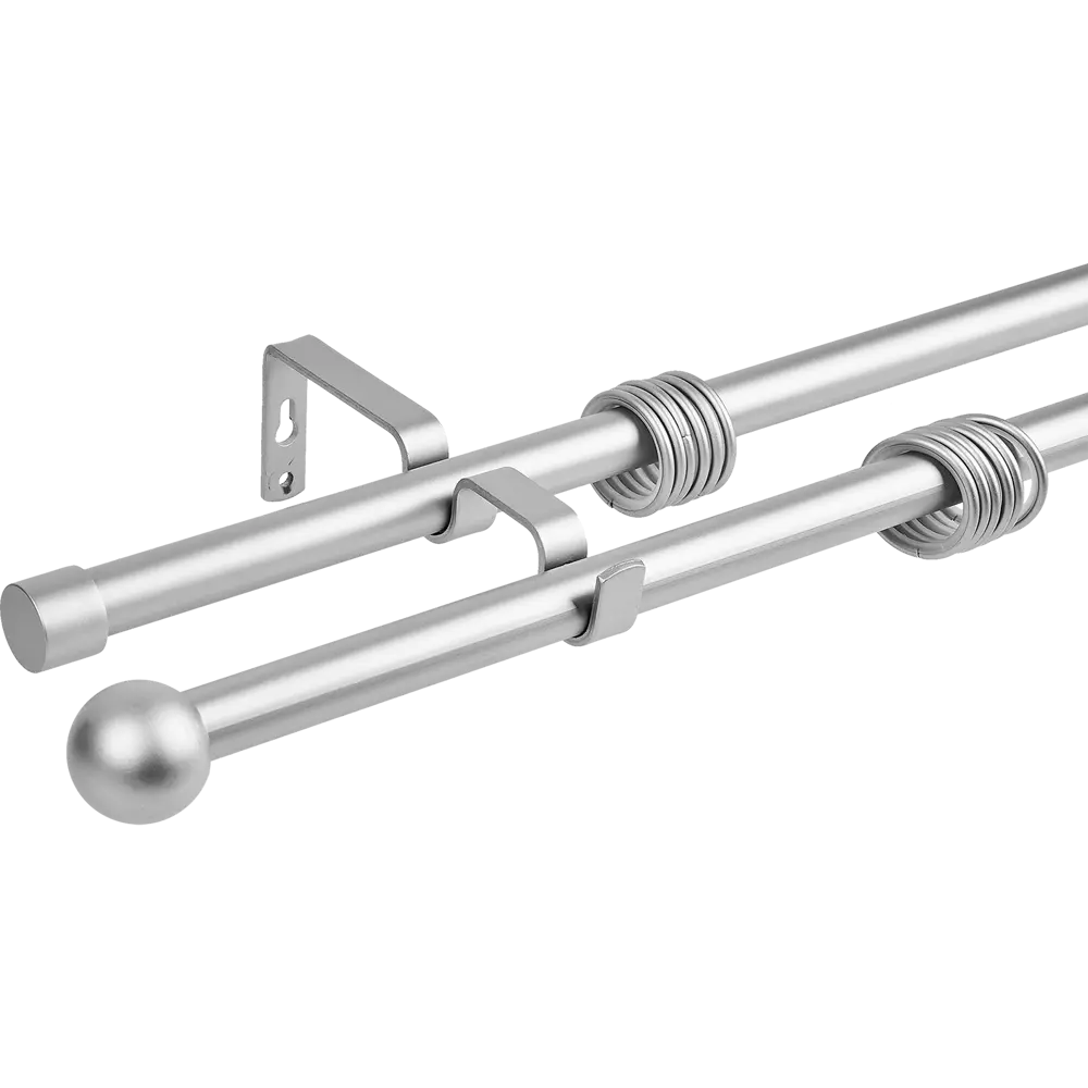 Настенный карниз раздвижной двухрядный Orbis шар d19/16 мм 140-280 см металл цвет серебро STLM-2104439