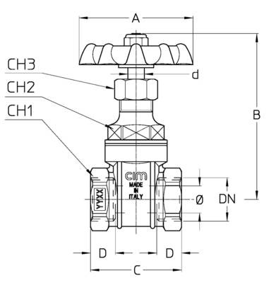 CIMBERIO CIM 70B 6 Задвижка клиновая резьбовая, муфтовая латунная CIM 70B  - Вид №1