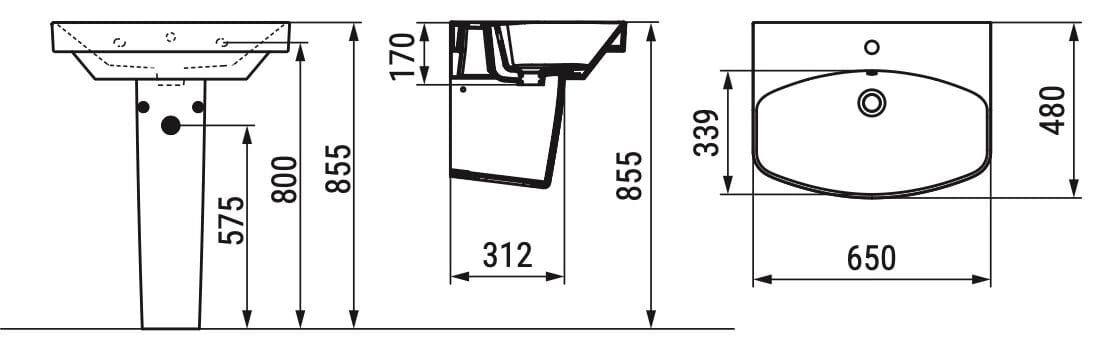 Керамический одиночный подвесной умывальник Ceramica Dolomite Mia ARCH-00037287 - Вид №3