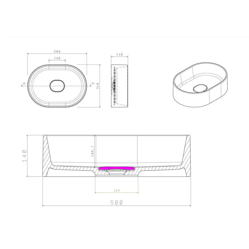 Santreyd Oval SM — накладная раковина из литьевого мрамора в графитовом цвете 86238963 Mira STLM-0067266 - Вид №6