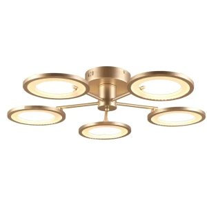 Люстра потолочная светодиодная Dissen, 5 м², теплый белый свет, управление со смартфона, цвет бронза