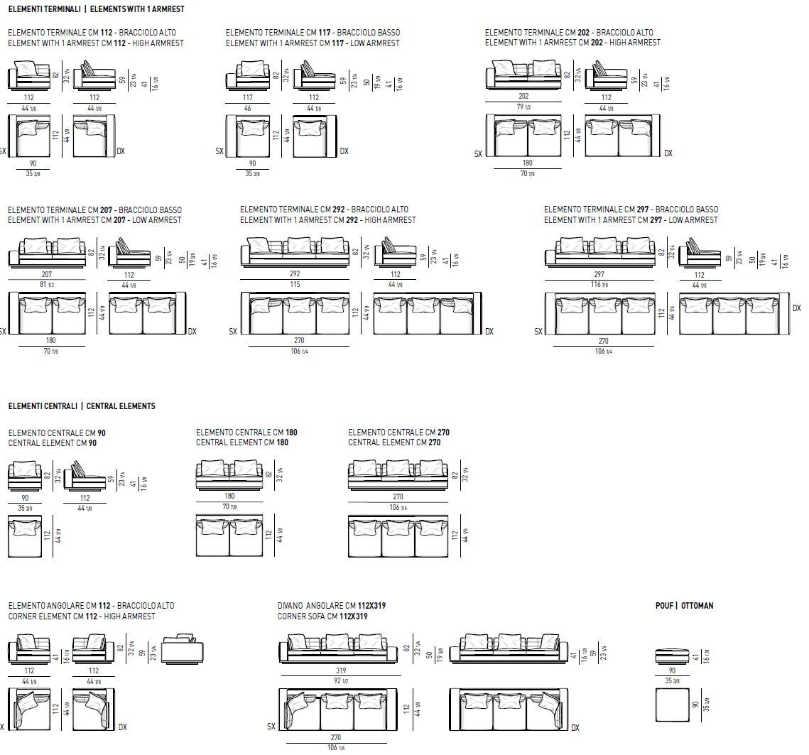 Модульный тканевый диван Minotti ARCH-00049247 - Вид №18