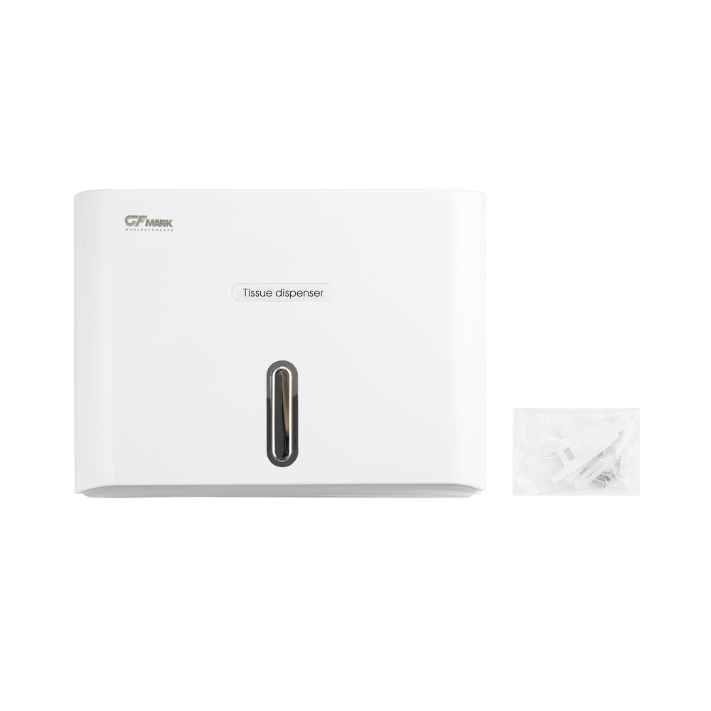 GFmark - Диспенсер для бумажного полотенца, с ключом, БЕЛЫЙ, с ГЛАЗКОМ, пластиковый, прямой. Под Z салфетки, код: 919  - Вид №8