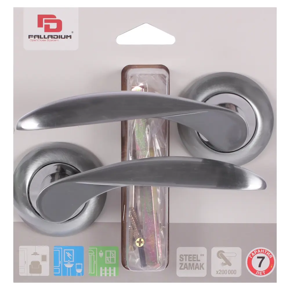 Ручка дверная на розетке Palladium «Marta» SC, ЦАМ, цвет матовый хром STLM-2020569 - Вид №3