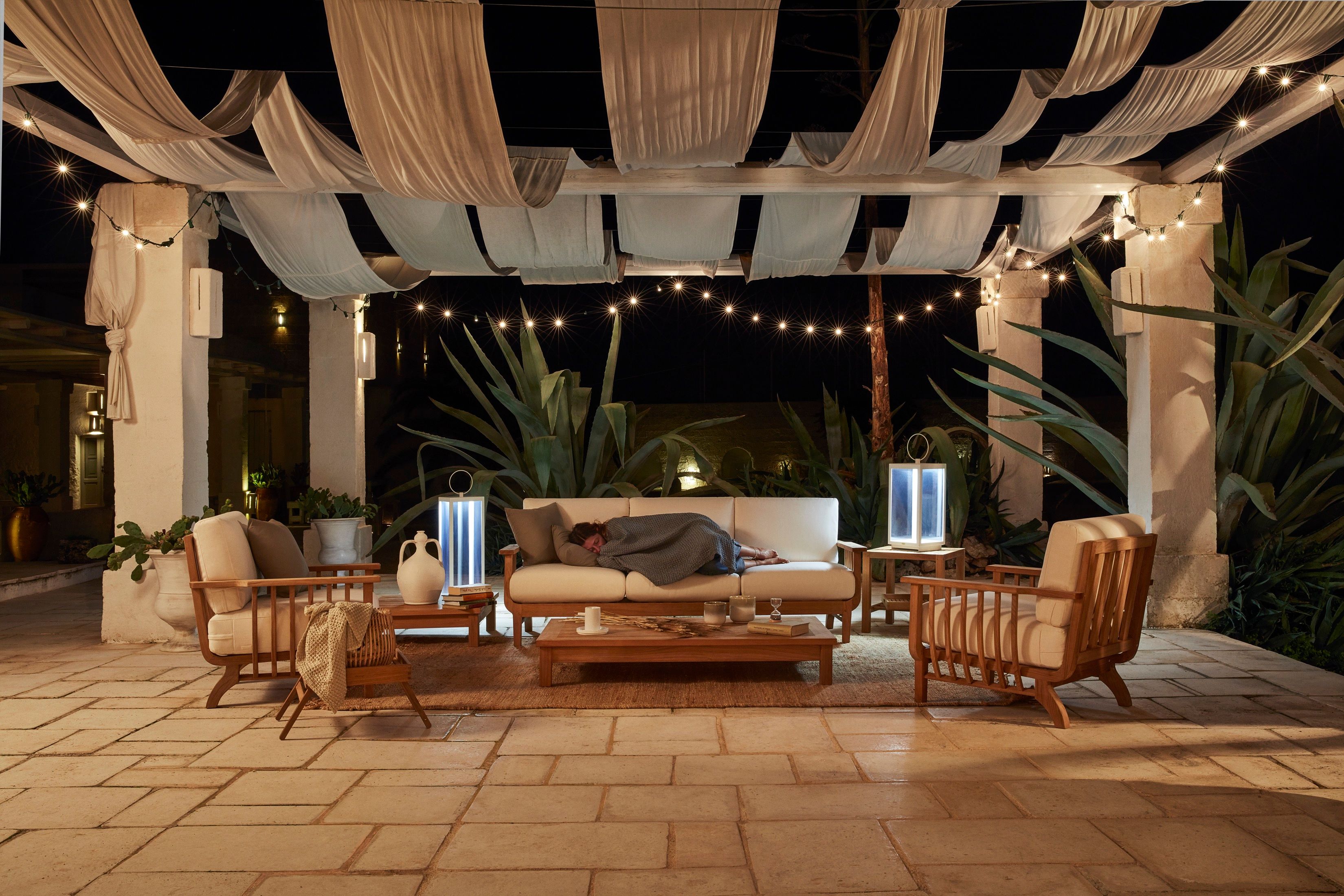 Садовый диван из тикового дерева и акриловой ткани Unopiù Chelsea ARCH-00045719 - Вид №1