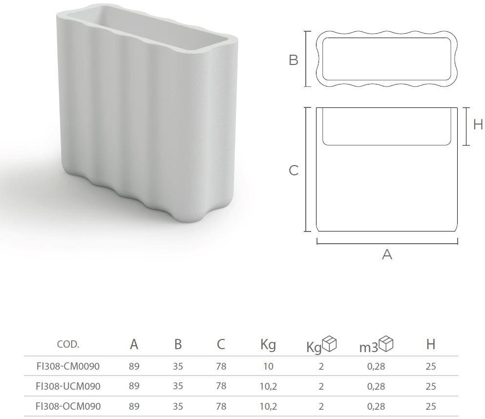Lyxo Design Кашпо из полиэтилена прямоугольной формы  Fi308-cm0090  - Вид №2