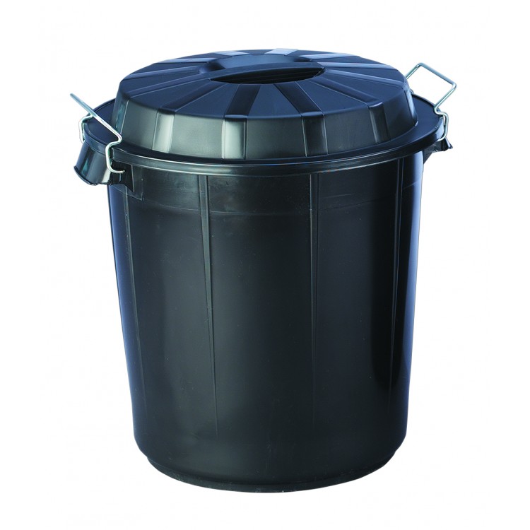 132606 DENOX Бак пластиковый черный с ручками с крышкой с зажимом 70 л. Черный  - Вид №1