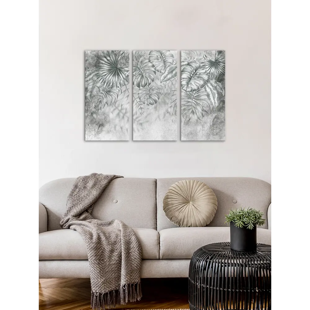 Картина на МДФ Листья серые 30x60 см 3 шт 85336852 STLM-2212266 POSTERMARKET  - Вид №5