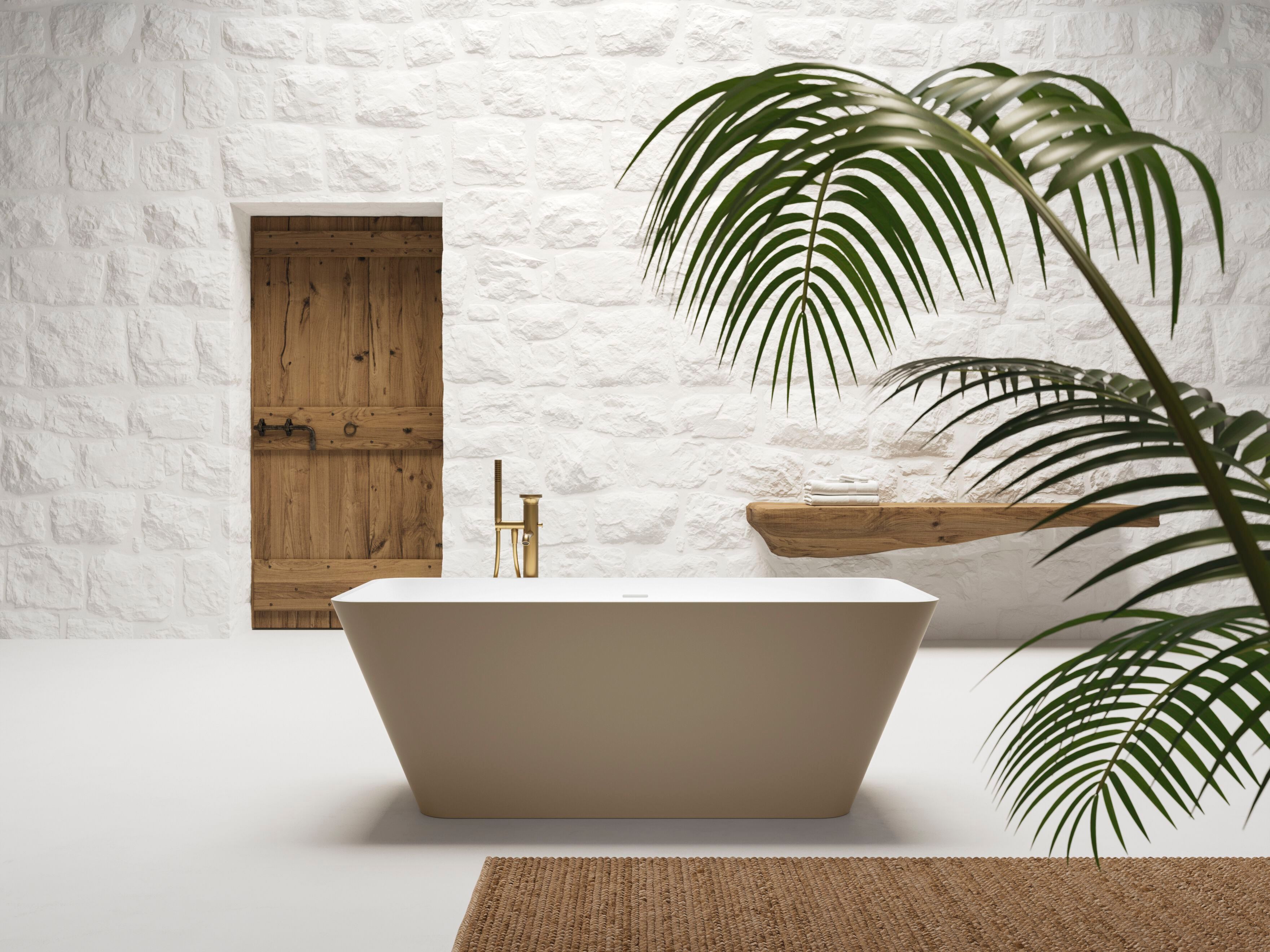 Прямоугольная ванна в центре комнаты в твердой поверхности Gruppo Treesse мебель для ванной комнаты-отдельно стоящие ванны ARCH-00020149