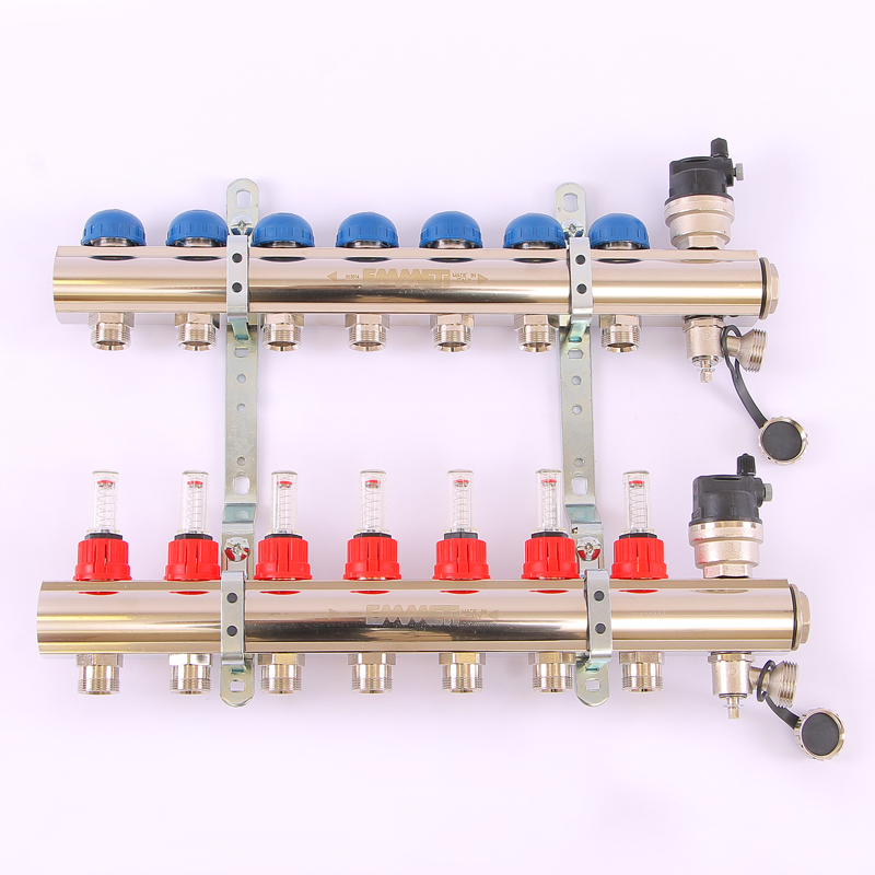 Коллекторная группа TOPWAY с термостатическими вентилями и расходомерами с метрической резьбой EMMETI 1"xM24x19 7 выходов 01298190