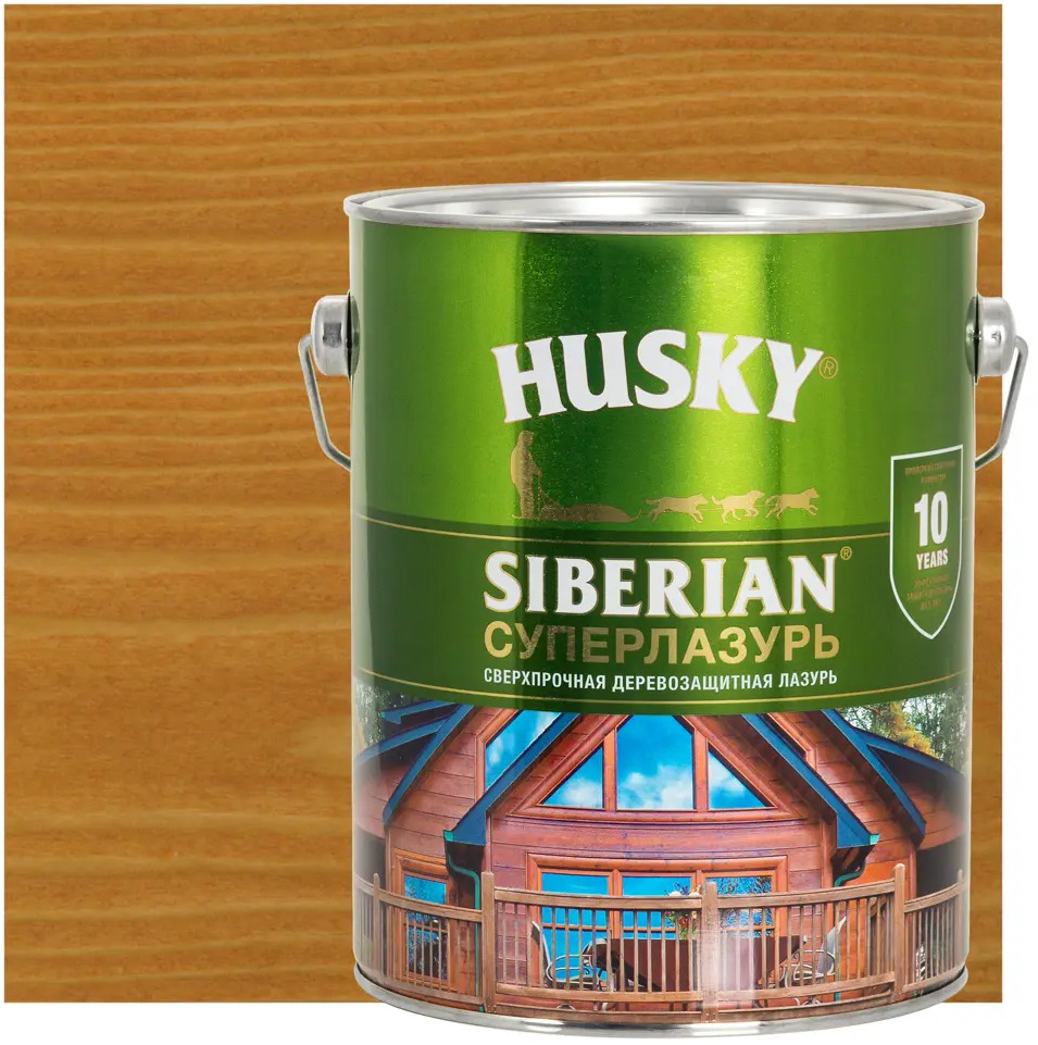 84392253 Лазурь для дерева Husky Siberian Суперлазурь цвет Орегон 2.7 л STLM-0049183