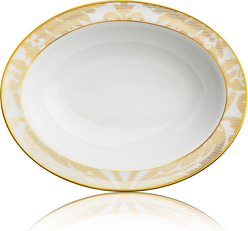 10626598 Haviland Блюдо овальное глубокое 24см "Дамасский узор" (золотое) Фарфор, Керамика 