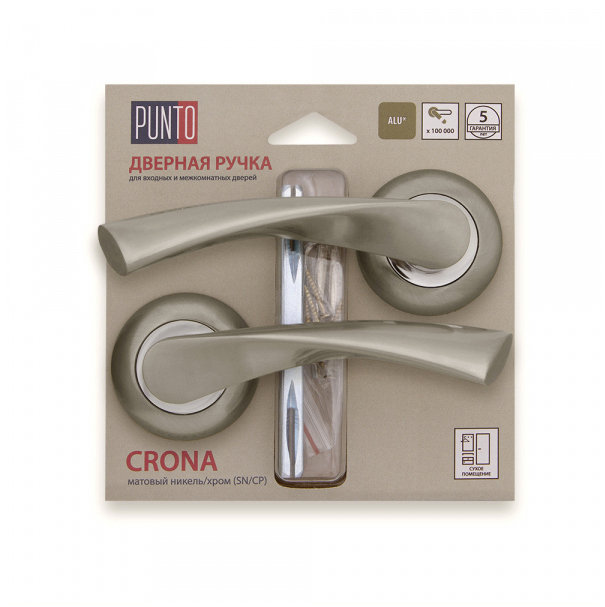 90961261 Ручка раздельная CRONA /HD SN/CP-3 матовый никель/хром TL STLM-0428627 PUNTO