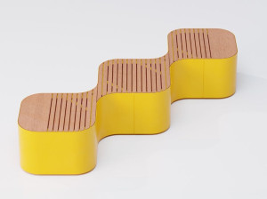 Скамейка с 3-мя встроенными модулями для сидения