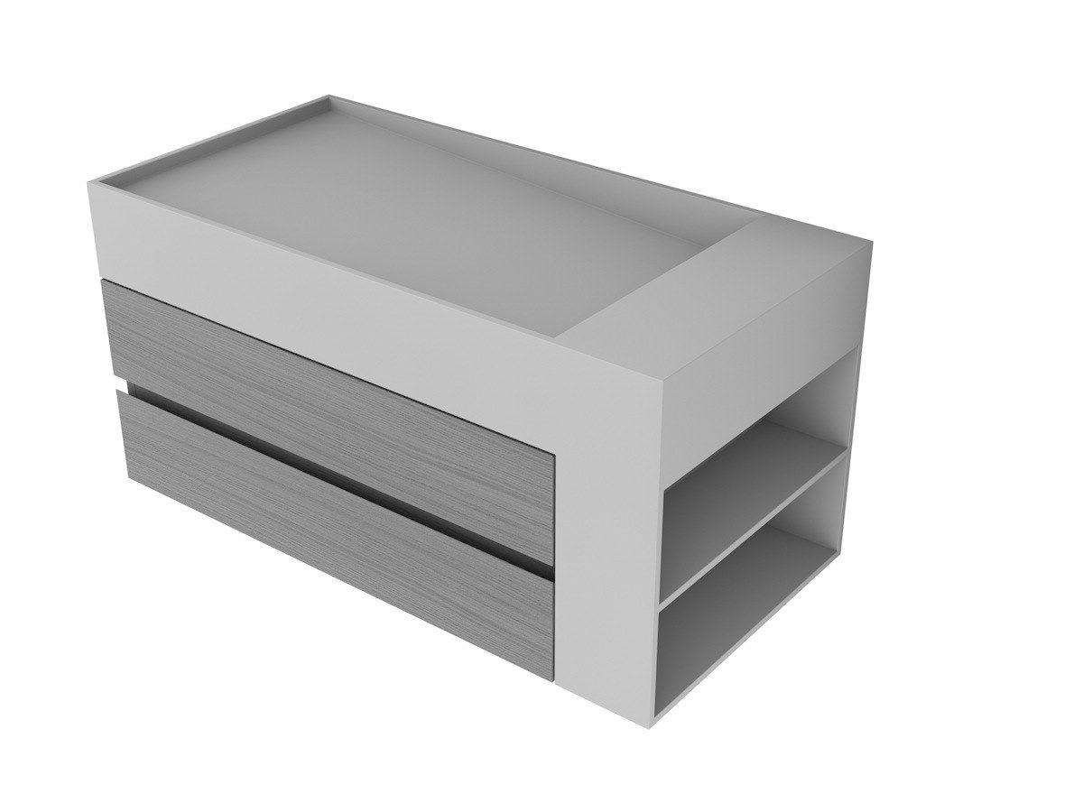 Одиночная подвесная раковина из твердой поверхности с ящиками MOMA Design CUBIC XS ARCH-00091133 - Вид №3