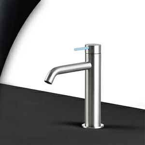 Смеситель для раковины сталь матовая с голубой ручкой Toki Radomonte TKI2SCIL17