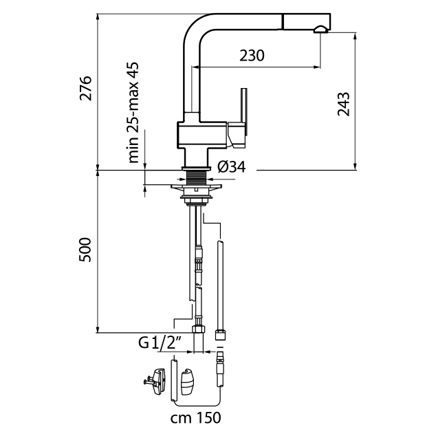 AZ940302015 Смеситель для кухни Webert Kitchen Azeta  - Вид №3