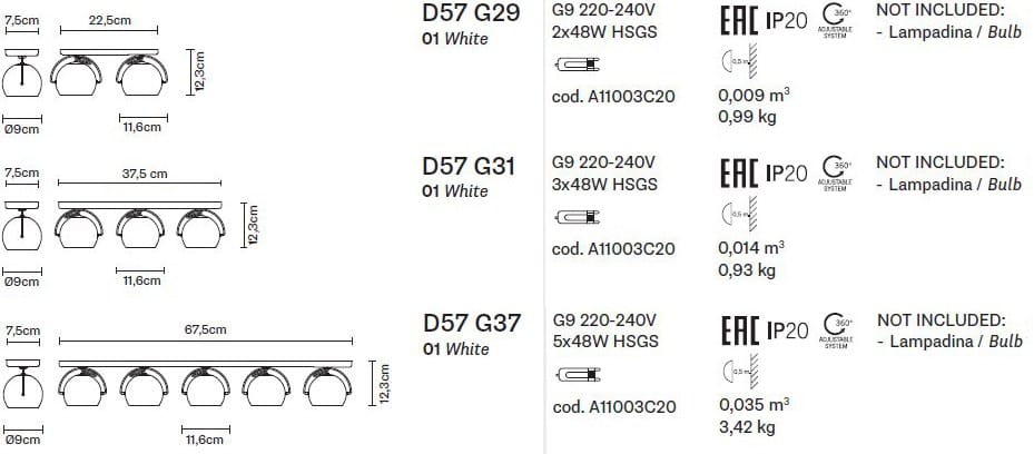 Регулируемая потолочная лампа Fabbian Beluga White ARCH-00147065 - Вид №3