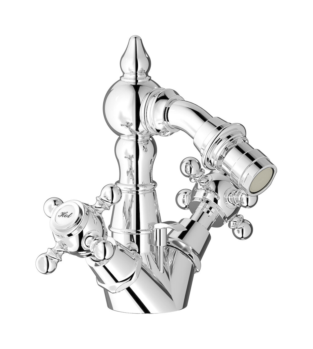 Смеситель для биде с 2 ручками в комплекте с донным клапаном. WE ARE IB hr225cc Chrome Hermes