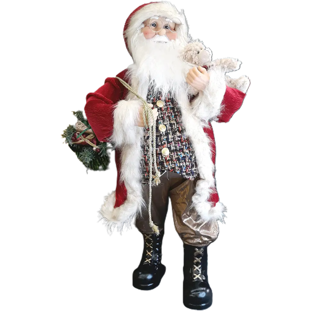 Фигурка декоративная «Дед Мороз с мишкой», 80 см, пластик, цвет красный/золотой RELANCE STLM-2046695 - Вид №1