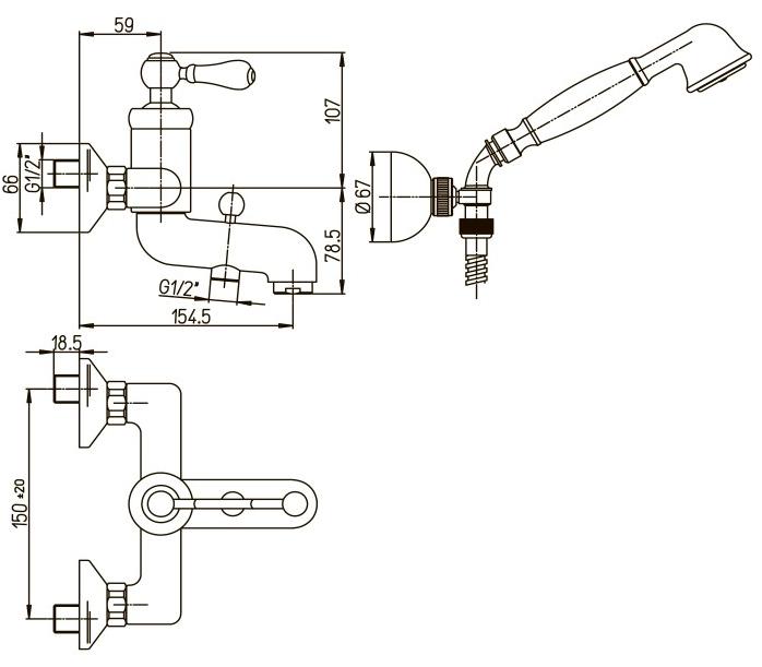 0TO00003JA00 Tosca Смеситель для ванны с акс., хром Jacuzzi - Вид №1
