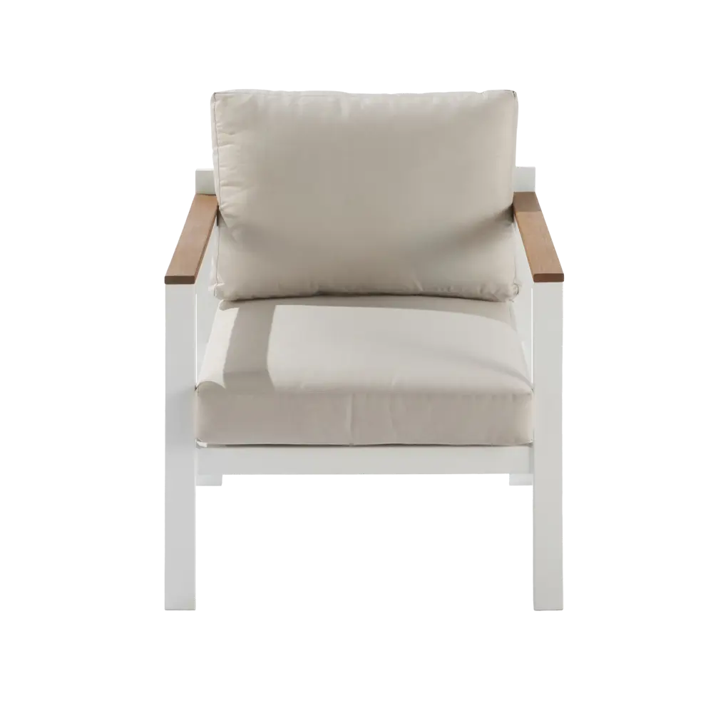 Набор садовой мебели Naterial Oris алюминий/полиэстер/дерево белый/бежевый: стол, диван и 2 кресла STLM-2115991 - Вид №1