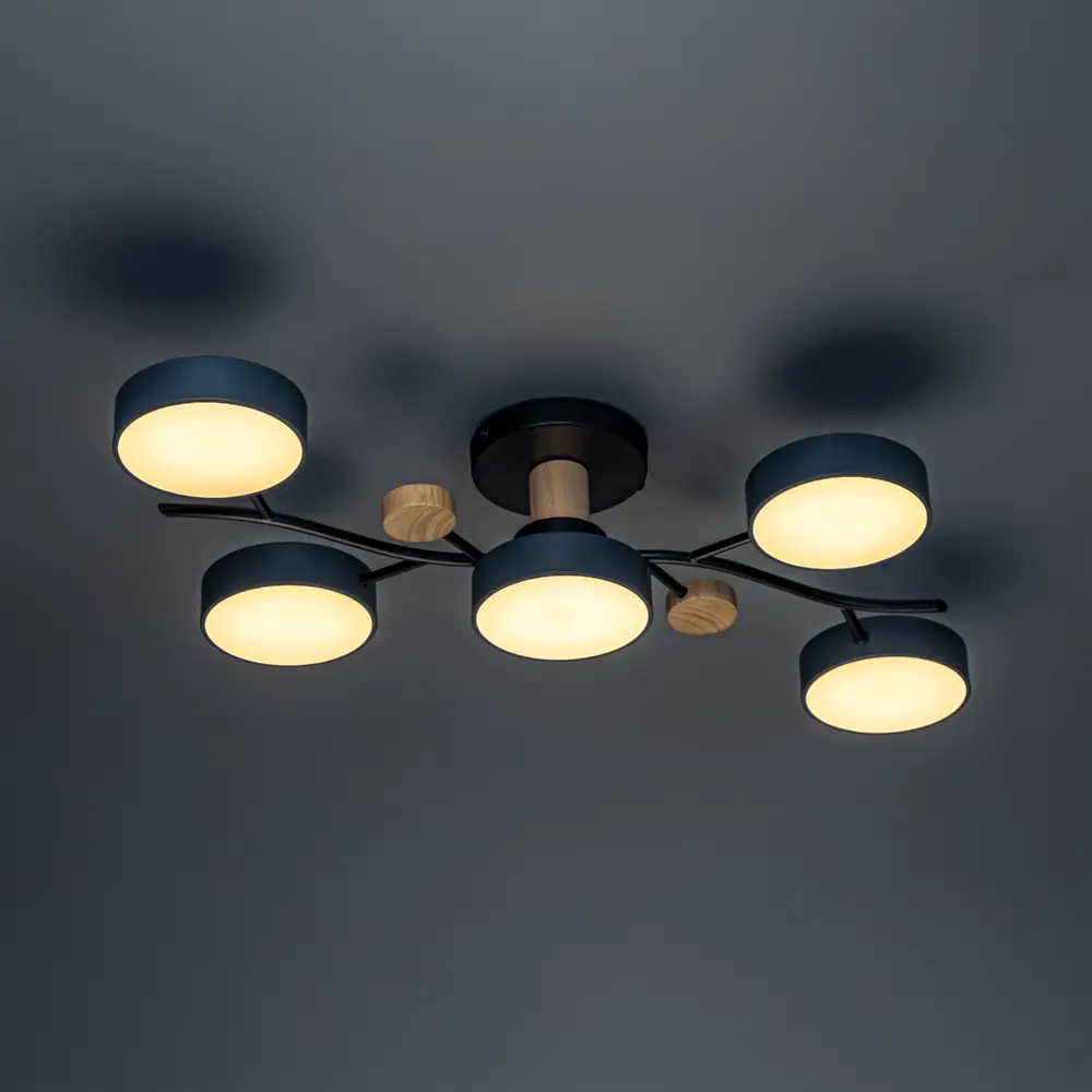 Люстра потолочная светодиодная диммируемая Ritter Scandia 52080 1 с д/у 70 Вт 24 м² 2700К-6500К цвет серый/черный/дерево 89195497 STLM-2132362  - Вид №1