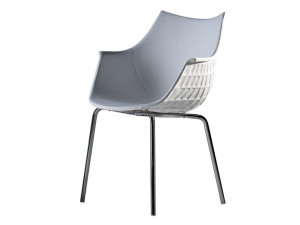 Стул из поликарбоната и кожи с подлокотниками