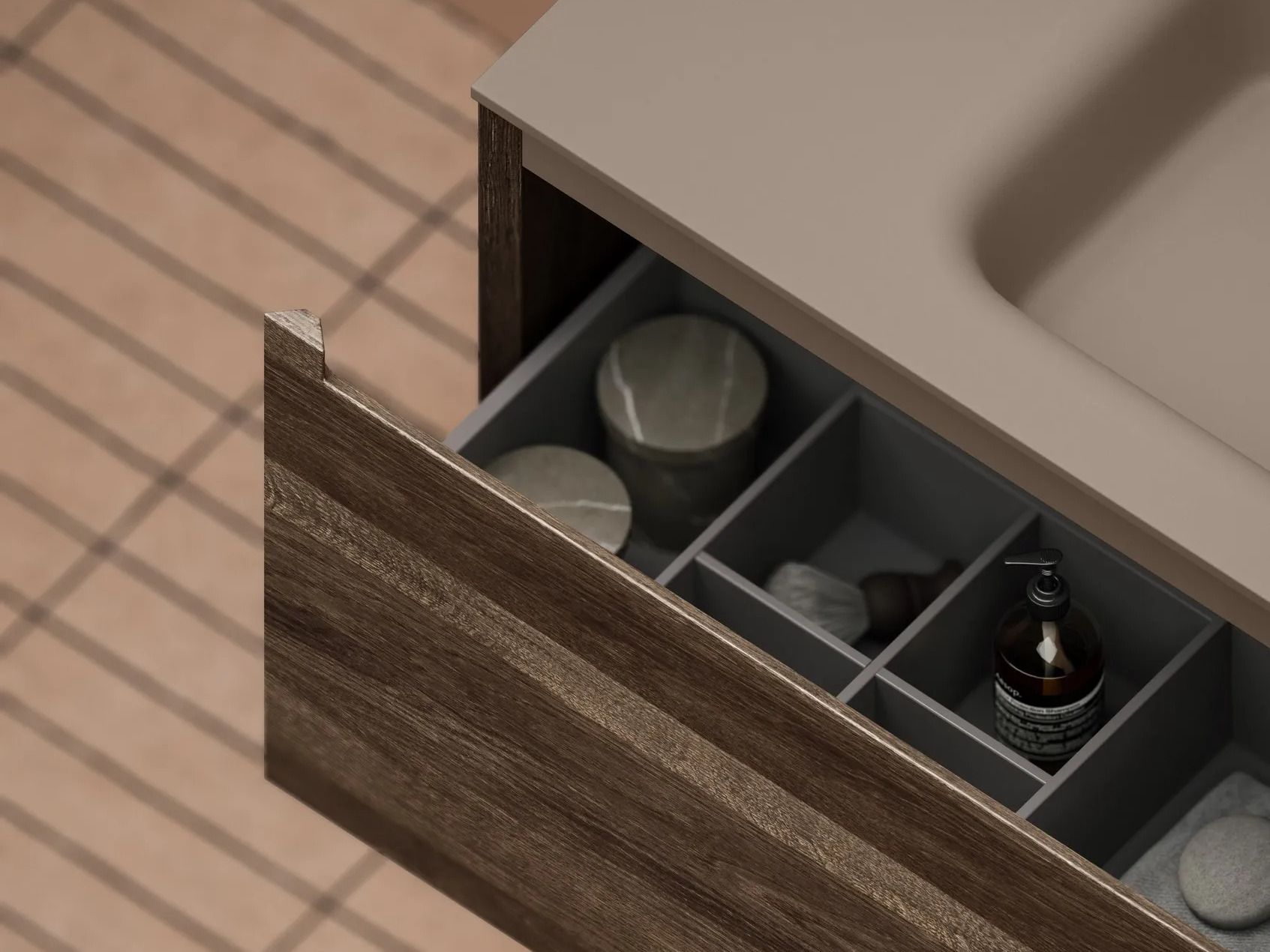 Деревянный подвесной шкаф с одной раковиной Inbani слой ARCH-00121549 - Вид №1