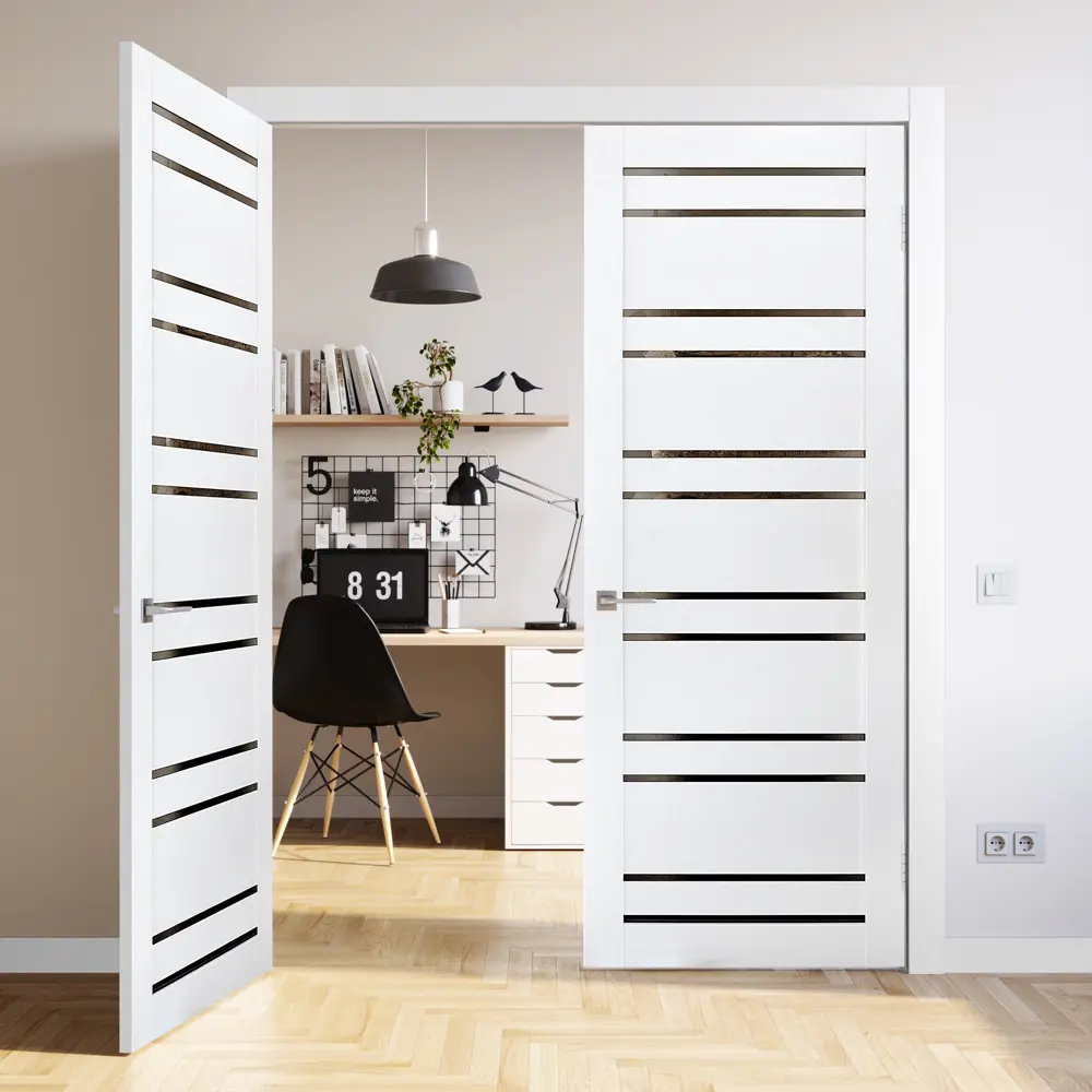 Комплект двери Artens Уна со стеклом 80x200 см Hardflex белый без доборов STLM-2056566 - Вид №2